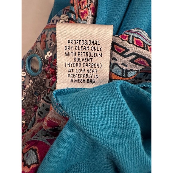 YOANA BARASCHI Beaded Paisley Print Tank Top Women's Size Small Blue - Picture 5 of 10
